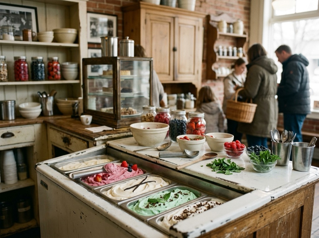 A vintage neighborhood creamery counter
